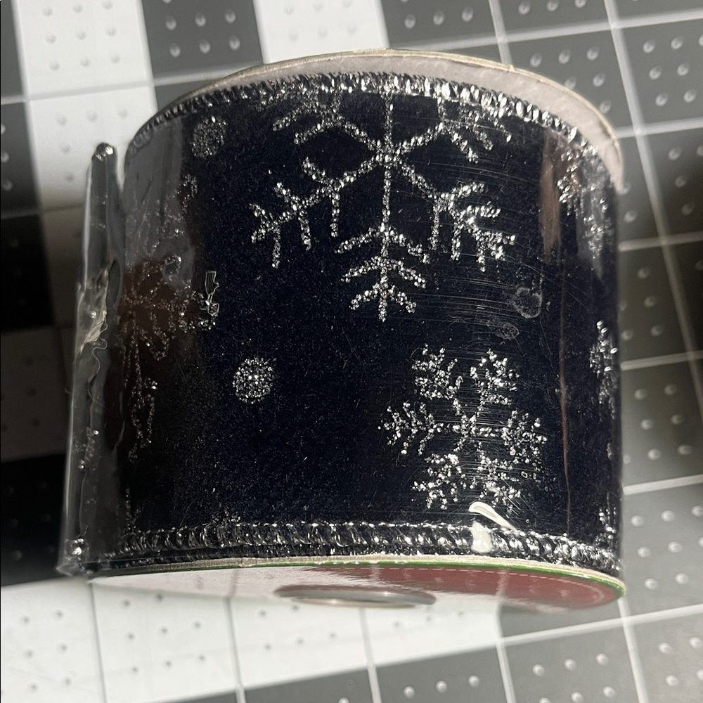 Festive Snowflake Ribbon - navy and Silver